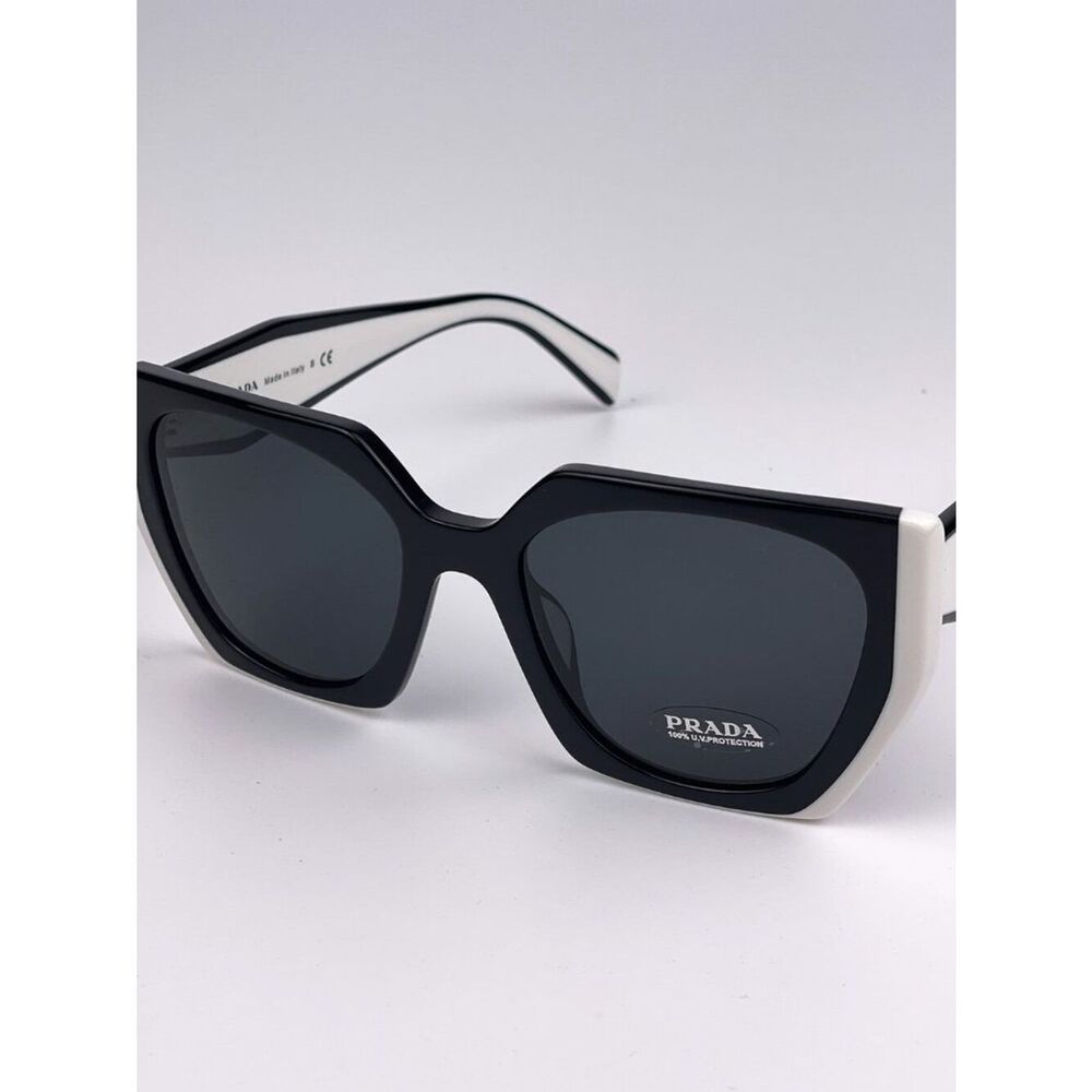 NEW Prada  PR15WS 09Q5S0 Black White Dark Gray Square Women Sunglasses - Picture 2 of 13